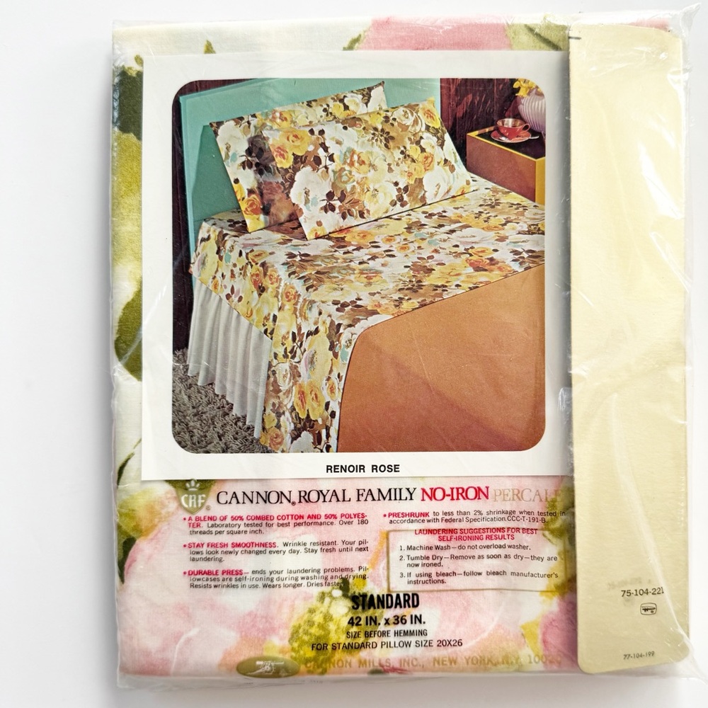Cannon Royal Family No Iron Vintage Percale Standard Pillowcases in Floral | NWT - Picture 4 of 8